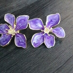 Purple enamel earrings